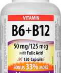 Webber Naturals Vitamin B6 B12 and Folic Acid Tablets 90 Count
