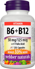 Webber Naturals Vitamin B6 B12 and Folic Acid Tablets 90 Count