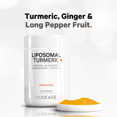 Codeage Organic Turmeric Supplement - 95% Curcumin Extract Pills - Liposomal Fermented Botanical Blend Black Pepper Ashwagandha Ginger Stephania Boswelia Cumin Digestive Bitters - 90 Capsules