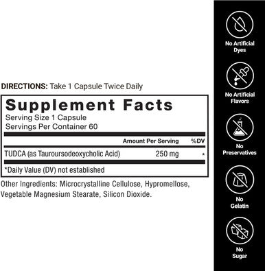 Force Factor TUDCA Liver Support Supplement Powerful Bile Salt for Gallbladder Health and Liver Health Tauroursodeoxycholic Acid Clinical Dose Vegan Friendly Non-GMO 60 Vegetable Capsules