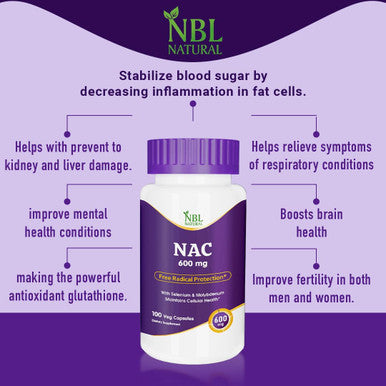 Nbl Natural NBL Natural NAC (N-Acetyl Cysteine) 600 mg with Selenium & Molybdenum 100 Veg Capsules