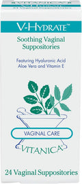 Vitanica V-Hydrate Hyaluronic Acid Vaginal Suppositories for Comfort and Vaginal Hydration with Aloe Vera and Vitamin E Hormone- & Drug- Vegan 2 Month Supply 24 Count