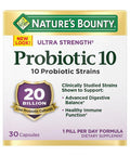 Nature's Bounty Probiotic 10 Ultra Strength Daily Probiotic Supplement Support For Digestive Immune And Upper Respiratory Health 1 Pack 30 Capsules