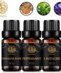 Therapeutic-Grade Aromatherapy Essential Oils Set, Peppermint Lavender Frankincense Essential Oils Set, 100% Pure Aromatherapy Essential Oils Kit for Diffuser, Massage, Humidifier 3x10ml