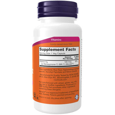 NOW Foods MK-7 Vitamin K-2 100 mcg 120 Veg Capsules