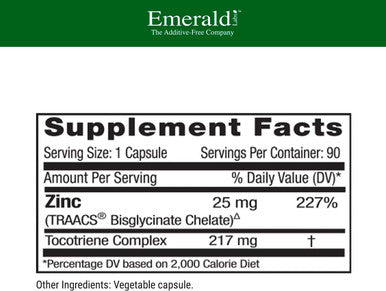 Emerald Labs Zinc 25Mg - Immune Support, Digestive Health, Oxidative Stress Support - Made With Zinc Bisglycinate - Vegan & Gluten- - 90 Vegetable Capsules
