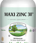 Maxi Health Zinc 30 - Zinc Vitamin with Enzymax for Enhanced Absorption - Highest Potency Immune Support - Glycinate Chelated Zinc Supplements for Adults - Zink Vitaminas - Kosher Made in USA - 100 Count Capsules