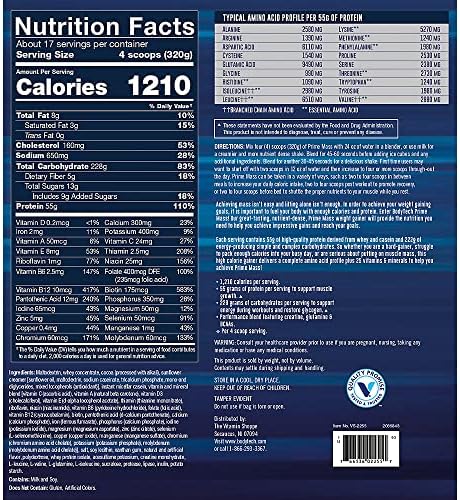 Bodytech Prime Mass Highcalorie Mass Gainer Supports Muscle Growth & Weight Gain Chocolate (12 Lb 17 Servings)