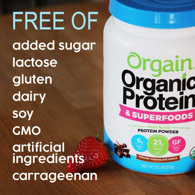 Orgain Bundle Chocolate Protein Powder and Chocolate Protein Superfoods Powder Vegan Made without Dairy Gluten and Soy NonGMO