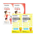Teazen 2 Flavor 40 stick Variety Pack Pink Grapefruit Hibiscus and Green Tea Powdered Drink Mix (20 Sticks 3.52oz) and Kombucha Lemon Flavor Powdered Drink Mix (20 Sticks 3.52oz)