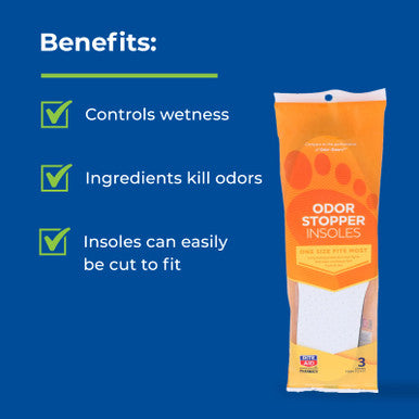 Rite Aid Foot Care Odor Stopper Insoles - 3 Pairs Shoe Inserts | Odor Eaters for Shoes | Shoe Odor Eliminator | Foot Care | One Size Fits All, Trim to Fit | Fights Foot Odor, Keeps Feet Fresh and Dry