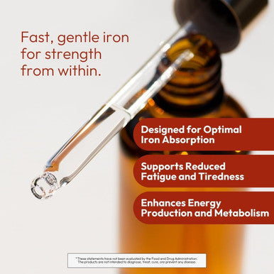 BIGVITA Iron+ | High Absorption Supplement with Microencapsulated Iron Drops + Folate, B6 & Cranberry Extract | No Metallic Taste, Mixed Berry Flavor, Gentle on Stomach | Energy & Hormonal Support