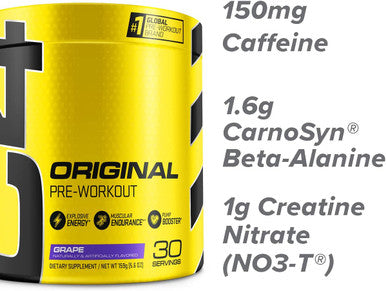 C4 Original Pre Workout Powder Grape Sugar Free Preworkout Energy for Men & Women 150mg Caffeine + Beta Alanine + Creatine - 30 Servings