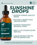 Mountain Meadow Herbs Sunshine Drops Vegan Vitamin D3 Booster for Healthy Bones and Teeth Ideal Winter Supplement Tincture 2oz