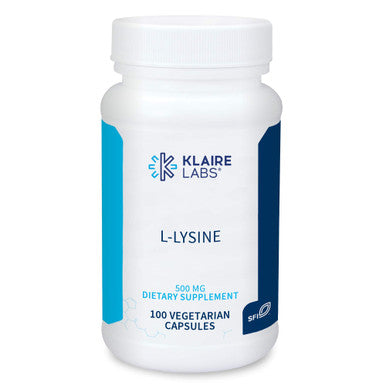 Klaire Labs L-Lysine - 500 Milligrams Essential Amino Acid Support for Immune Health & Collagen Formation, Hypoallergenic & Dairy- (100 Capsules)