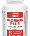 Supersmart Diosmin Plus 900 mg Per Day Flavonoid Complex 90 Total Flavonoids 80 Diosmin Circulation Vein Support Supplement NonGMO Gluten Free 90 Vegetarian Capsules