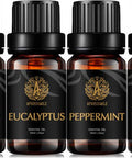 Aromatherapy Eucalyptus Essential Oil Set for Diffuser, 4x10ml 100% Pure Lavender Essential Oil Kit for Humidifier-Peppermint, Rosemary Essential Oils Set, Pure Peppermint Essential Oils Kit for Home