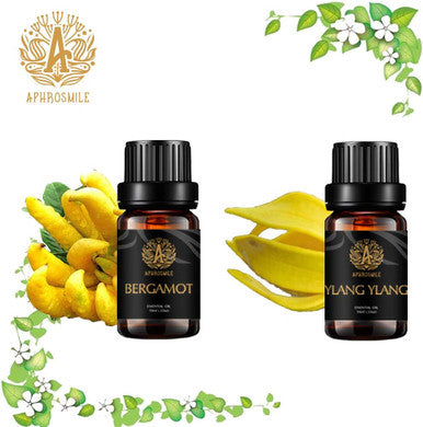 Aromatherapy Ylang Ylang Essential Oil Set for Diffuser, 100% Pure Bergamot Essential Oil Kit for Humidifier, 2x10ml Therapeutic Grade Begarmot Essential Oils Set - Ylang Ylang & Bergamot Oil for Home