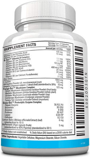 Approved Science Zosterex Shingles Support LLysine 1000 mg Vitamin B Blend Mushroom Blend 60 Capsules Vegan Made in The USA