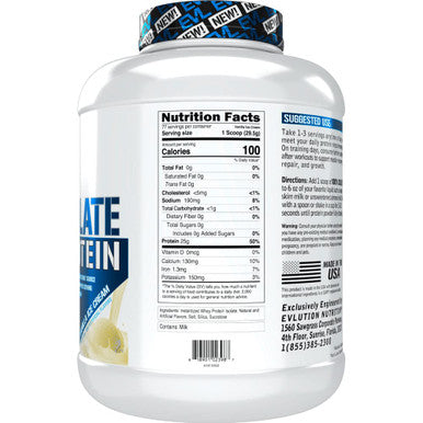 Evlution Nutrition 100% Isolate, Whey Isolate Protein Powder, 25 G of Fast Absorbing Protein, No Added, Low-Carb, Gluten-Free (Vanilla Ice Cream, 5 LB)