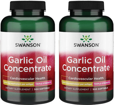 Swanson Garlic Oil Concentrate - Triple Strength 1500 mg 500 Sgels 2 Pack