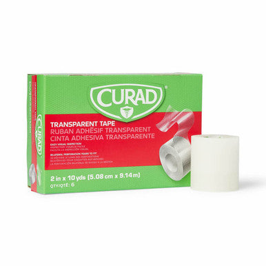 Curad CUARD Tear-to-Fit Clear Plastic Tape 2 Inch x 10 Yards per Roll Box of 8
