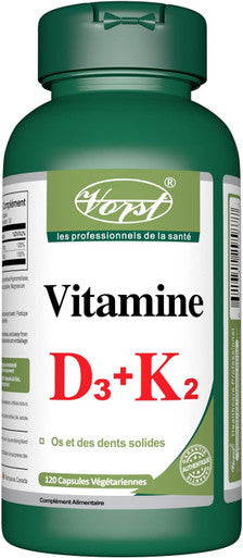 VORST Vitamin D3 1000IU + Vitamin K2 120mcg 120 Vegan Capsules | Super Supplement for Healthy Bones & Teeth | 1 Bottle