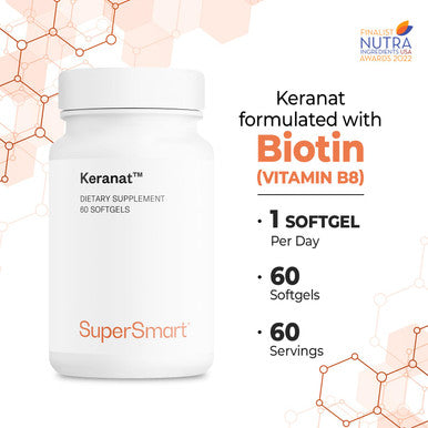 Supersmart Keranat Hair Supplement Reduces Hair Loss and Improves Volume Growth NonGMO 60 Softgels