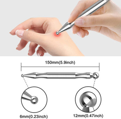Acupuncture Pen - Stainless Steel Manual Acupuncture Pen - For Full-Body Deep Tissue Merdian Pain Relief & Facial Massage