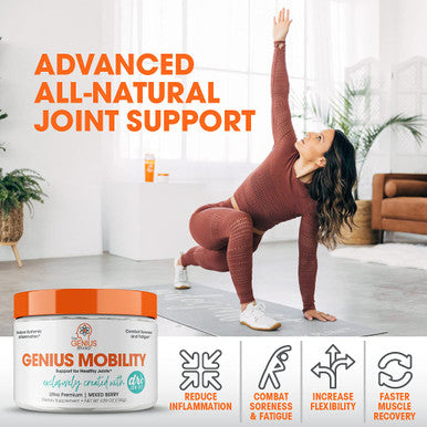 Genius Mobility & Joint Support Supplement Powder - Move Better w/Turmeric & NEM Egg Shell Membrane, Knee, Back, & Hip Support for Joint Health, Super Strength for Aches & Soreness Free by DocJenFit