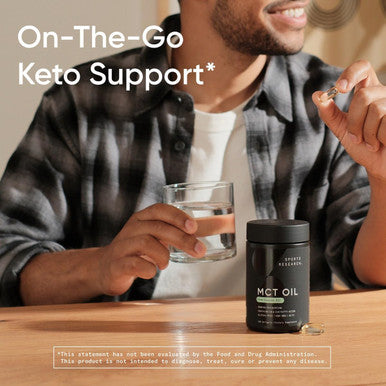 Sports Research Keto Mct Oil Capsules Derived From Coconut Oil Keto Fuel For The Brain and Body Derived From Non-Gmo Coconuts (120 Soft Gels)