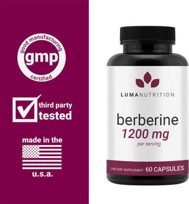Berberine Supplement - Berberine 1200mg Per Serving - Berberine HCI - Berberine Plus - 60 Berberine Capsules