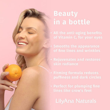 LilyAna Naturals C Plus Vitamin C Eye Cream 1 Oz and Vitamin C Serum 1 Oz Bundle AntiAging Cream for your Eyes and Face Serum with Hyaluronic Acid and Vitamin E Reduces Age Spots and Sun Damage