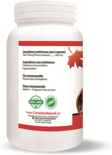 Nutridom North-American Tart Cherry 500mg, Natural, Non-GMO, Made In Canada