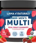 Llama Naturals Multivitamin for Men Vegan Organic Gummies with Vitamin D C and K Men's Real Fruit Gummy Vitamins Chewable Multivitamin Supplement No Added Sugar Cane Strawberry 120 Ct