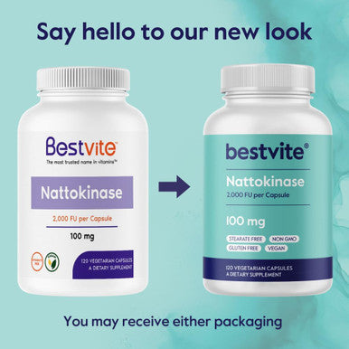 Bestvite Nattokinase 100mg (2000 FU) (120 Vegetarian Capsules) - No Stearates - Vegan - Non GMO - Gluten