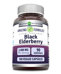 Amazing Formulas Sambucus Black Elderberry | 3000 Mg Per Serving | 180 Veggie Capsules Supplement | Non-Gmo | Gluten Free | Made In Usa