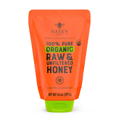 Nate's Organic 100% Pure, Raw & Unfiltered Honey - USDA Certified Organic - 16oz. Squeeze Bottle