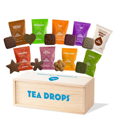 Tea Drops Set | Organic Dissolvable Loose Leaf Tea | Chai Spice Chocolate Earl Grey Citrus Ginger Rose Matcha Peppermint Ube Vanilla Bean Thai | 9 Sampler Assortment - 1 Per Flavor