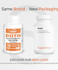 Supersmart Biotin 10000 mcg Per Day Vitamin B7 Supplement Nail Hair Straightener Skin Care May be a Natural Acne Treatment NonGMO Gluten Free 120 Vegetarian Capsules