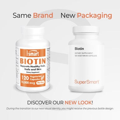 Supersmart Biotin 10000 mcg Per Day Vitamin B7 Supplement Nail Hair Straightener Skin Care May be a Natural Acne Treatment NonGMO Gluten Free 120 Vegetarian Capsules