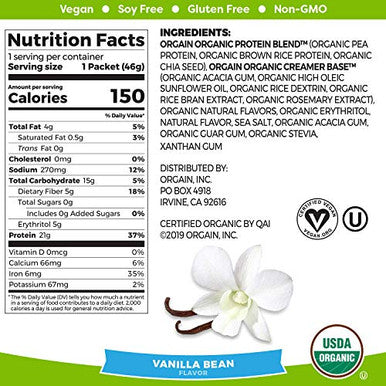 Orgain Organic Vegan Protein Powder Travel Packs Vanilla Bean And Chocolate Fudge (10 Packets Each)