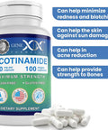 Genex Formulas - Nicotinamide 500Mg Vitamin B3 Flush Niacin Capsules For Healthy Skin - Niacinamide Supplement Pills Help Produce Keratin & Support Skin Cell Health & Energy - (100 Capsules)