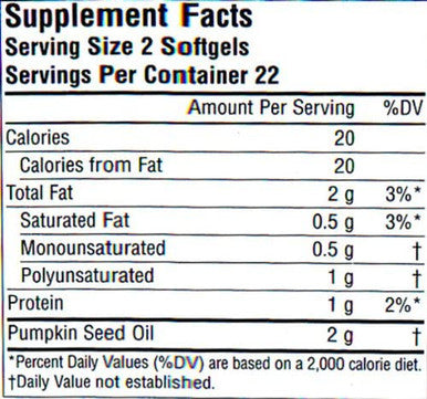 Planetary Herbals Full Spectrum Pumpkin Seed Oil Supplement, 45 Count
