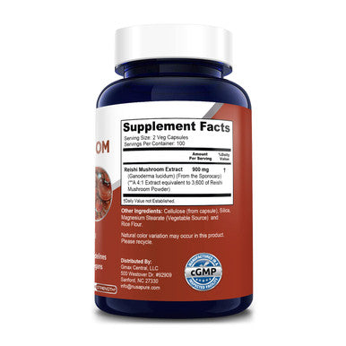 NusaPure Reishi Mushroom Extract 3600 mg Equivalent 200 Veggie Caps (Vegan, Non-GMO & Gluten-Free)