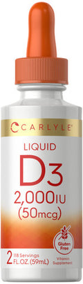 Carlyle Liquid Vitamin D3 | 2000 Iu | 2 Oz | Vegetarian, Non-Gmo, And Gluten Free Formula | 50Mcg | Vitamin D Liquid Drops