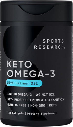 Sports Research Keto Omega Fish Oil With Wild Sockeye Salmon Antarctic Krill Oil Astaxanthin & Coconut Mct Oil - 1200Mg Of Epa & Dha Per Serving | Keto Certified & Non-Gmo Verified (120 Softgels)