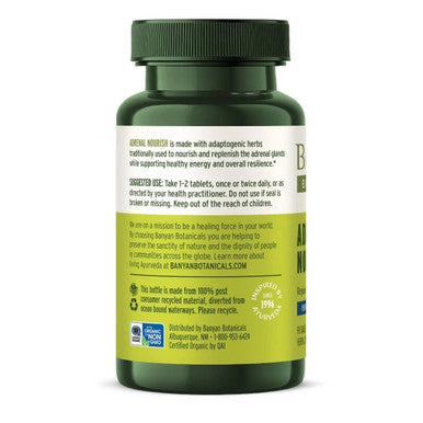 Banyan Botanicals Adrenal Nourish Organic Adaptogen Supplement - Adrenal Support For Natural Energy With Organic Ashwagandha, Gokshura & Guduchi* 90 Tablets Non-Gmo, Sustainably Sourced, Vegan