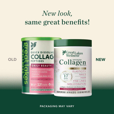 Great Lakes Wellness Beauty Boost Advanced Collagen Peptides Powder with Hyaluronic Acid Biotin Vitamin C - Skin Elasticity and Hydration - Raspberry Lemonade Flavor 8 oz
