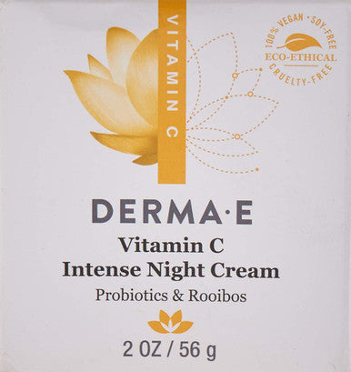 DERMA E Vitamin C Intense Night Cream Brightening and Hydrating Facial Skin Renewing Cream Anti-Aging Overnight Facial Moisturizer 2 oz
